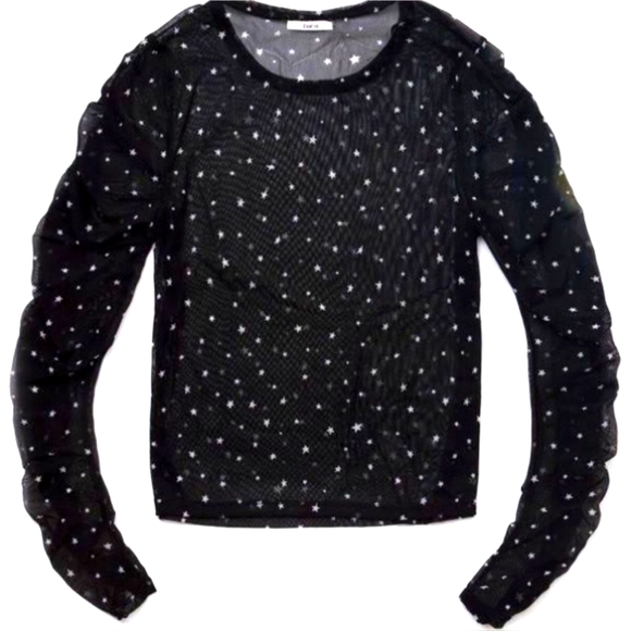 Bar III long sleeve sheer mesh with gold stars ⭐️ ⭐️ - Picture 2 of 2